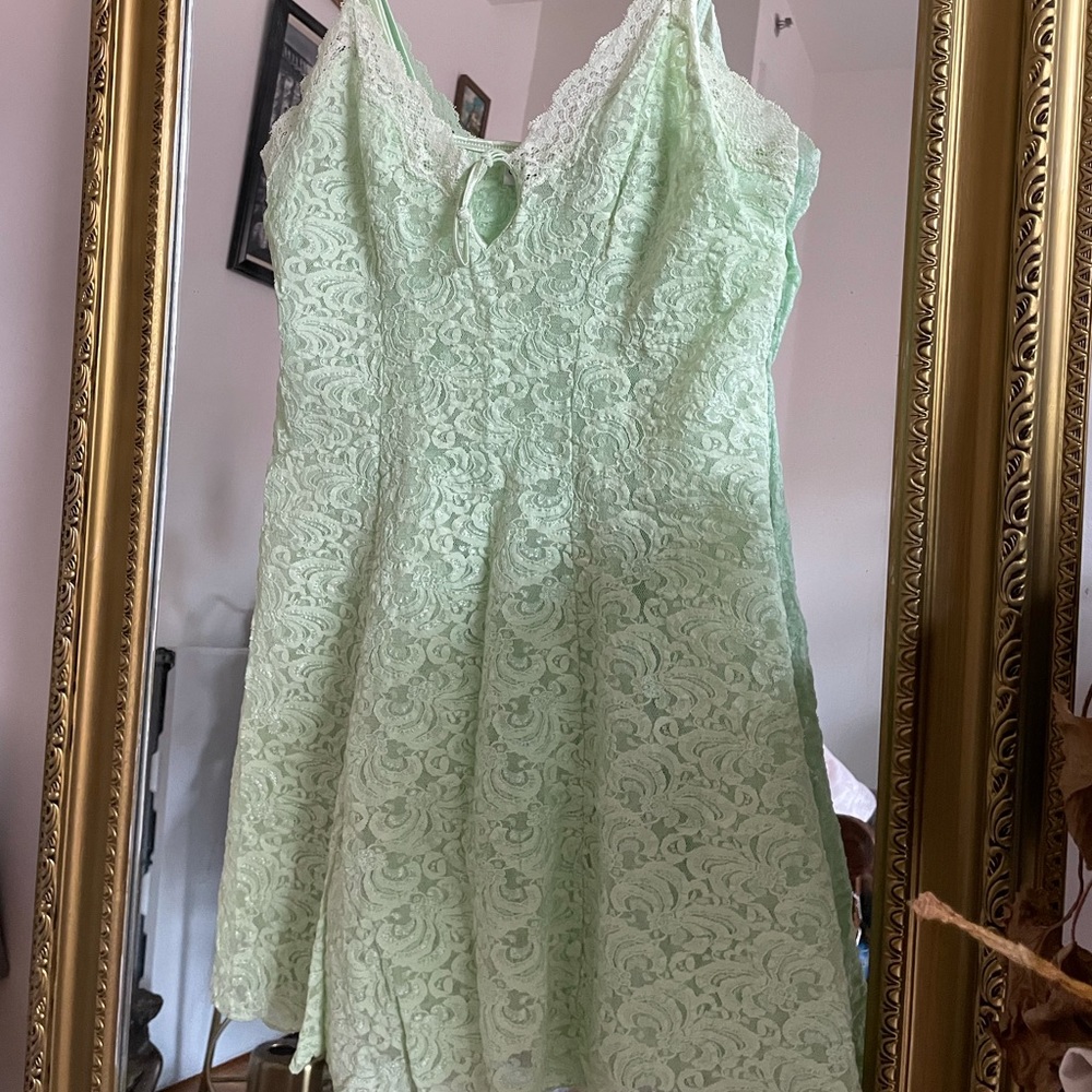 Green vintage lacey mini slip